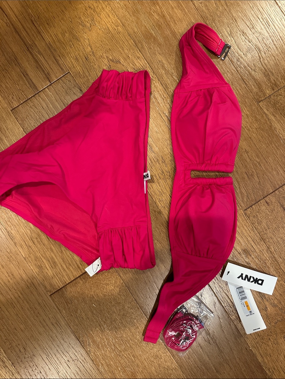 NWT and all hygiene liners in tact. So small Bright Hot Pink Swim bandeau bikini